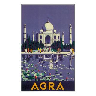 Vintage Taj Mahal Agra India Travel Poster Art