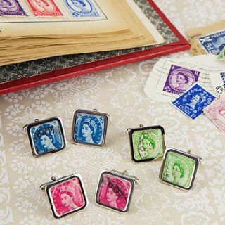 stamp british postage pre decimal cufflinks by ellie ellie