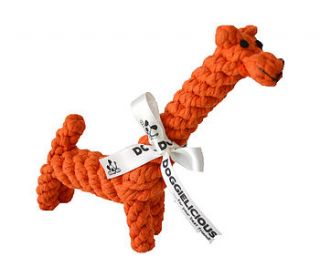 gerald the giraffe   rope dog toy by doggielicious