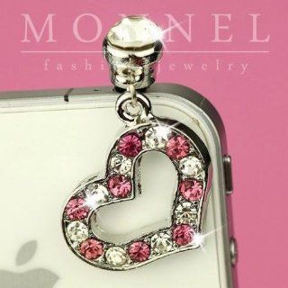 ip192 Cute Crystal LOVE Heart Anti Dust Plug Cover Charm for iPhone 3.5mm Cell Phone Cell Phones & Accessories