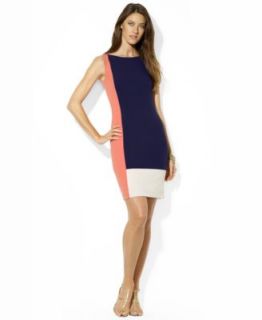Lauren Ralph Lauren Dress Cap Sleeve Colorblocked Sheath Dress   Dresses   Women