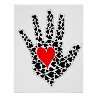 Red and black hearts hand outline posters