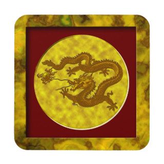 Gold Coin Dragon Beverage Coasters
