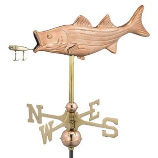 Good Directions Bass with Lure Garden Weathervane   Polished Copper w/Garden