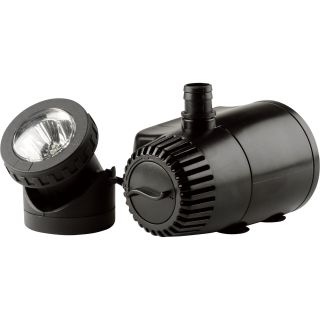 Pond Boss Low Water Shutoff Fountain Pump and Light — Fits 1/2in. Tubing, 419 GPH, 7-Ft. Max. Lift, Model# 419GPH  Pond Pumps
