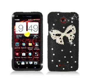 Aimo Wireless HTC6435PC3D015 3D Premium Stylish Diamond Bling Case for HTC Droid DNA   Retail Packaging   Black Bow Tie Cell Phones & Accessories
