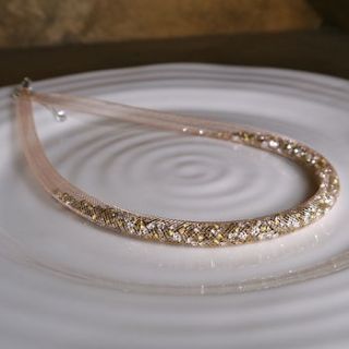 gold crystal filled necklace by begolden