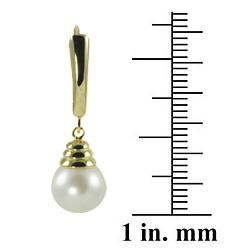 Pearls for You 14k Gold over Silver White Freshwater Pearl Earrings (8 8.5 mm) Pearls For You Pearl Earrings