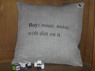 'boy' quote cushion by jammy things