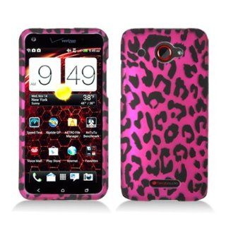 Aimo Wireless HTC6435PCLMT186 Durable Rubberized Image Case for HTC Droid DNA   Retail Packaging   Hot Pink Leopard Cell Phones & Accessories