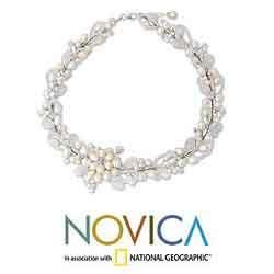 Sterling Silver 'Iridescent' Pearl Choker (3.5 6 mm) (Thailand) Novica Necklaces