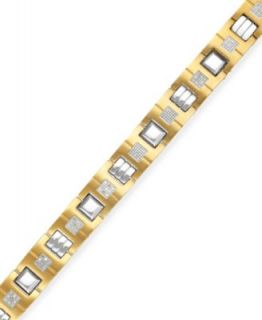 Mens Diamond Bracelet, Stainless Steel and Yellow Ion Plated Single Cut Diamond Bracelet (1/10 ct. t.w.)   Bracelets   Jewelry & Watches