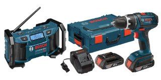 Bosch DDS181 02LPB 18 volt 2 Tool Combo Kit Drill/Driver with Radio, 2 Batteries, Charger and L BOXX2    