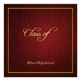Elegant Maroon vignette and Gold Class of 2013 Personalized Invitation