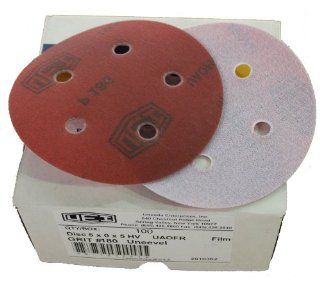 Uneeda Enterprizes, Inc M 151956 M 151956 5 Inch x 5 Hole Vented HV No 180 UAOFR Ruby Red Aluminum Oxide Film PSA Square Tab Sanding Disks   Power Disc Sanders  