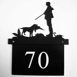 gun dog house number plate by black fox metalcraft