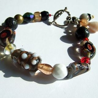 black and red glass beaded bracelet by jre collection