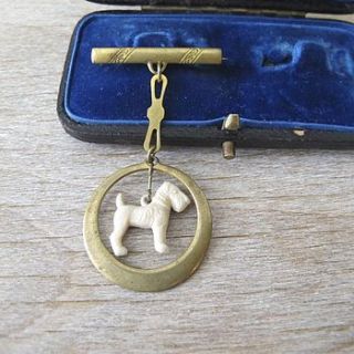 vintage terrier dog pendant brooch by ava mae designs