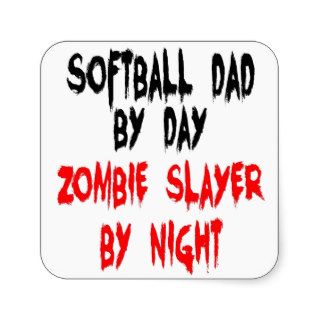 Zombie Slayer Softball Dad Square Sticker
