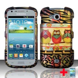 Samsung Galaxy Axiom R830 Admire 2 ZEBRA LEOPARD PATTERN 3 OWLS RUBBERIZED HARD PLASTIC 2 PIECE SNAP ON MOBILE PHONE COVER + SCREEN PROTECTOR, FROM (TRIPLE8ACCESSORIES) Cell Phones & Accessories