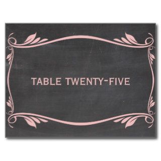 Pink Flourish Chalkboard Table Number Postcard