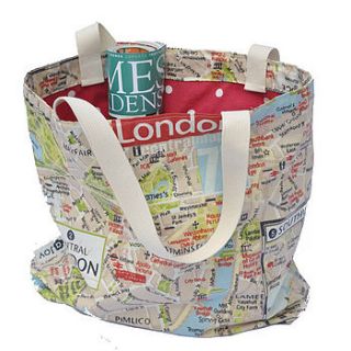 london map oilcloth tote bag by just a joy