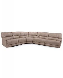 Zach Leather Reclining Sectional Sofa, 3 Piece Power Recliner (Sofa, Wedge and Loveseat) 146W x 128D x 38H   Furniture