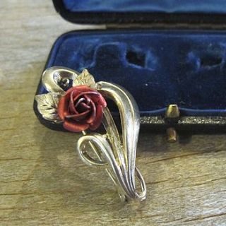 vintage 1960s goldtone rose brooch by ava mae designs
