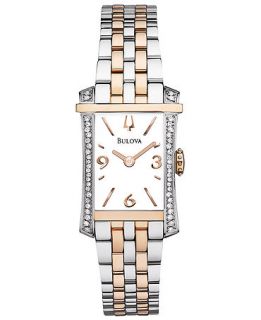 Bulova Womens Diamond (1/4 ct. t.w.) Two Tone Stainless Steel Bracelet Watch 31x19mm 98R186   Watches   Jewelry & Watches