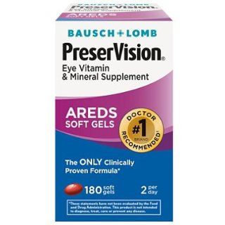 Bausch & Lomb PreserVision Eye Vitamin Supplement   180 Softgels  Energy Drinks  Grocery & Gourmet Food