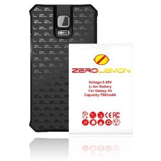 [180 Days Warranty] Zerolemon Samsung Galaxy S5 7500 mah Extended Battery + Free Black Extended TPU Full Edge Protection Case   World's Highest S5 Battery Capacity   Black Cell Phones & Accessories