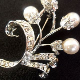 pearl and diamante floral brooch by yatris home and gift