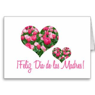 white tulip hearts mother's day card spanish