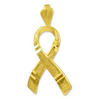 10k Gold Childhood Cancer Awareness Ribbon Charm 3D Pendant Cancer Ribbon Jewelry Jewelry