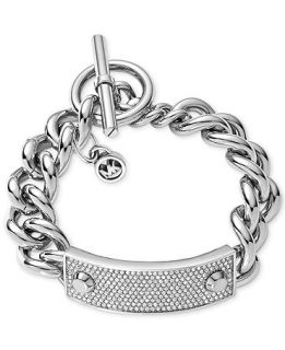 Michael Kors Silver Tone Pav Plaque Toggle Bracelet   Fashion Jewelry   Jewelry & Watches