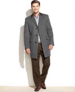 Tommy Hilfiger Coat, Baltic Chesterfield Houndstooth Wool Blend Overcoat Trim Fit   Coats & Jackets   Men