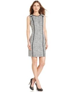 Calvin Klein Dress, Sleeveless Animal Print Faux Leather Trim   Dresses   Women