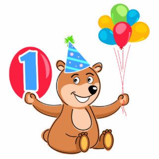 1st Birthday Brown Bear Balloons Photo Cut Out