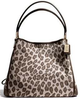 COACH MADISON SMALL PHOEBE SHOULDER BAG IN OCELOT JACQUARD   Handbags & Accessories