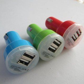 Mini Color Colorful Bullet Dual USB 2 Port Car Charger Adaptor for Iphone 5 3gs 4 4s Ipod Touch Samsung I9300 Note Ii Cell Phones & Accessories