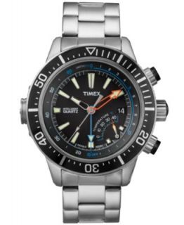 Timex Watch, Mens Premium Intelligent Quartz Tide Temperature Compass Stainless Steel Bracelet 45mm T2N738AB   Watches   Jewelry & Watches