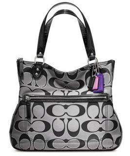 COACH POPPY SIGNATURE METALLIC OUTLINE HALLIE TOTE   COACH   Handbags & Accessories