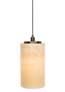 LBL Lighting HS176ONSC1B50MPT Cylinder Low Voltage Pendant, Satin Nickel Finish with Genuine Onyx Shade   Ceiling Pendant Fixtures  