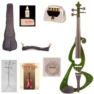 Music Basics Electric Violin   Green (VLN E10 Green 2 Watt Package) Musical Instruments