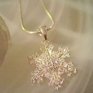 silver crystal snowflake pendant by bijou gifts