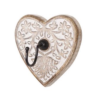 carved heart key hook by dibor