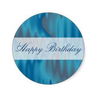 Happy Birthday turquoise satin Stickers