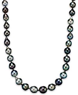 Pearl Necklace, 24 Sterling Silver Cultured Tahitian Pearl Baroque Strand Necklace (8 10mm)   Necklaces   Jewelry & Watches