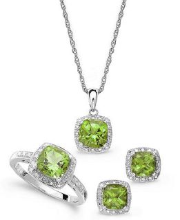 Sterling Silver Jewelry Set, Peridot (4 3/4 ct. t.w.) and Diamond Accent Necklace, Earrings and Ring Set   Jewelry & Watches