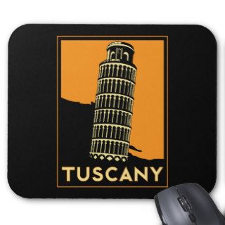 Tuscany Italy retro art deco travel poster Mouse Pads